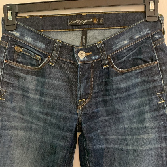 Lucky Legend denim straight leg jeans dark wash worn look. Size 2/26 Regular - Picture 3 of 6